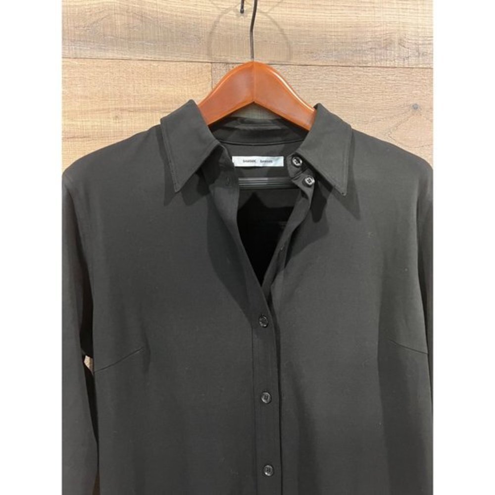 NWOT SAMSØE SAMSØE Cassi Long Sleeve BlackOrganic Cotton Shirtdress SIZE L - Picture 6 of 11